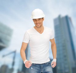 Sticker - handsome builder in white helmet