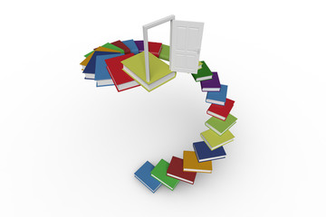 Poster - Steps made out of books with an open door