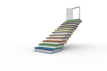 Poster - Steps made from books leading to open door