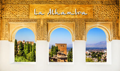 Fototapete - The Alhambra Palace banner, Granada, Spain.