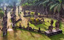 Buddha Park In Vientiane, Laos. Famous Travel Tourist Landmark 