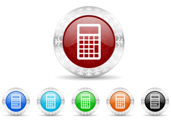 Poster - calculator icon christmas vector set