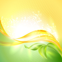 Abstract Green And Yellow Waving Background