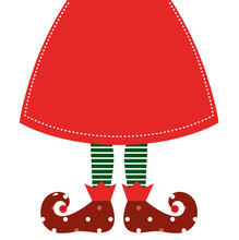 Cute Christmas Elf Legs With Skirt Isolated On White