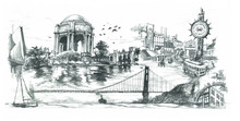 San Francisco Travel Landmark Drawing