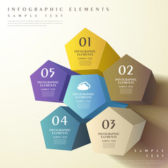 Wall Mural - abstract 3d pentagonal prism infographics