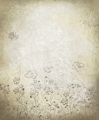 Vector floral pattern on grunge background.