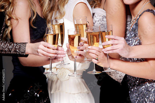 Fotografie, Obraz New year celebration with a glass of champagne