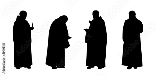 Fotomural christian monks silhouettes set 1