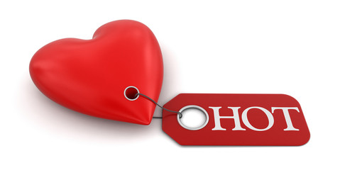 Poster - Heart with label Hot (clipping path included)