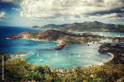 Foto-Fahne - Falmouth bay - View from Shirley Heigths, Antigua (von XtravaganT)