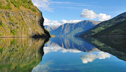 scenic view of fjord in flam, norway