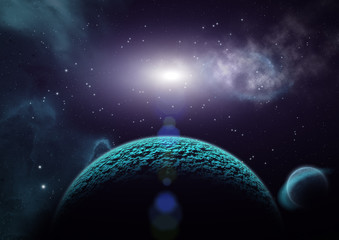 Wall Mural - view of planets, moons and the universe
