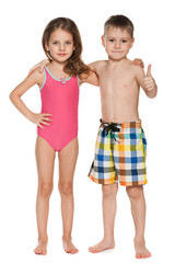 two children in swimsuits