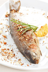 Sticker - trout fish baked with nuts