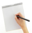 © viperagp - Hand writing gesture with pen and notebook isolated