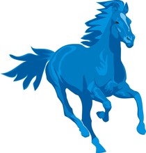 Vector Illustration. Prancing Blue Horse