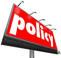 Wall Mural - Policy Word Billboard Sign Following Rules Compiance Guidelines