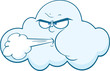 Cloud With Face Blowing Wind Cartoon Mascot Character