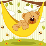 teddy bear on hammock - vector illustration