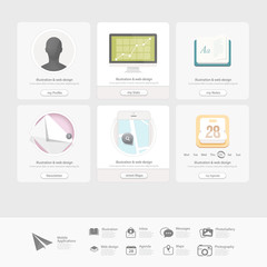 Wall Mural - collection of colorful flat ui elements for website with icons