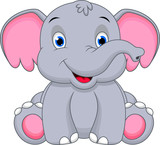 Fototapeta Dinusie - cute cartoon baby elephant
