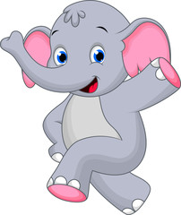 Wall Mural - happy elephant cartoon