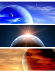 Wall Mural - set of banners with beautiful space scenes