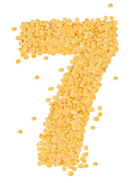 7 Digit, Letter from Split and hulled mung beans
