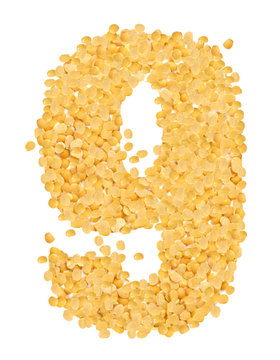 9 Digit, Letter from Split and hulled mung beans