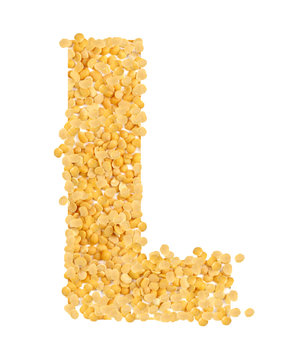 L, alphabet,Letter from Split and hulled mung beans