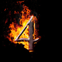 Fototapete - Numbers and symbols on fire - 4
