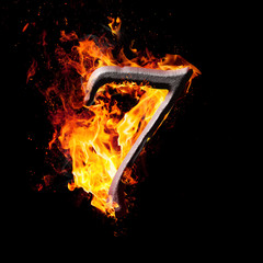 Fototapete - Numbers and symbols on fire - 7