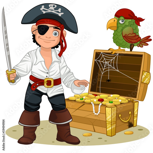 Obraz na płótnie pirat ze skarbem