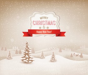 Poster - Christmas winter landscape background
