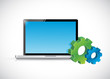 laptop computer and gear icons. illustration