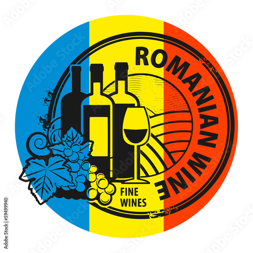 Fotomural Grunge rubber stamp with words Romanian Wine, vector