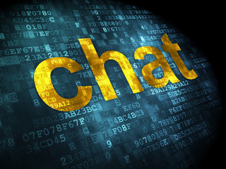 SEO web development concept: Chat on digital background