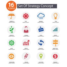 Strategy Concept Icons,vector,Colorf Ul Version