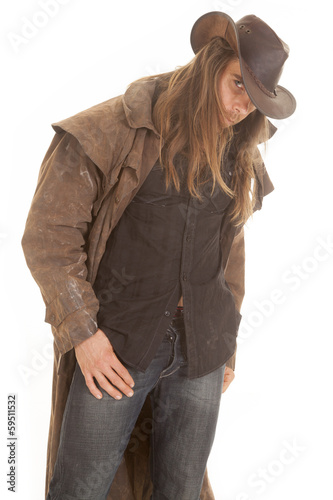 Cowboy Duster Long Hair Tipped Head Buy This Stock Photo And