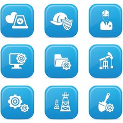Industrial icons,Blue buttons,vector