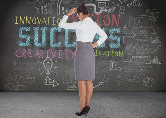 Poster - Composite image of businesswoman scratching her head