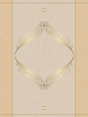 Wall Mural - Beige card with gold ornament, the idea for the menu, wedding ca