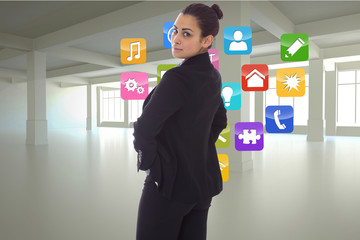 Poster - Composite image of serious businesswoman