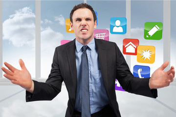 Poster - Composite image of businessman posing with arms out