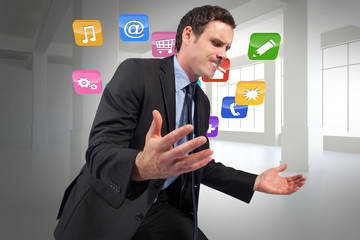 Poster - Composite image of businessman posing with arms out