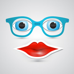 Wall Mural - Abstract Vector Mouth, Glasses and Eyes