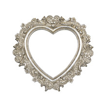 Old Silver Heart Picture Frame With Clipping Path.
