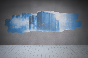 Aufkleber - Display on wall showing server towers