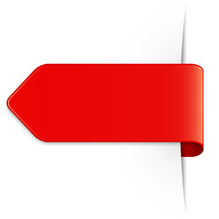 Wall Mural - Von rechts, langer roter Sticker Pfeil mit Textfreiraum